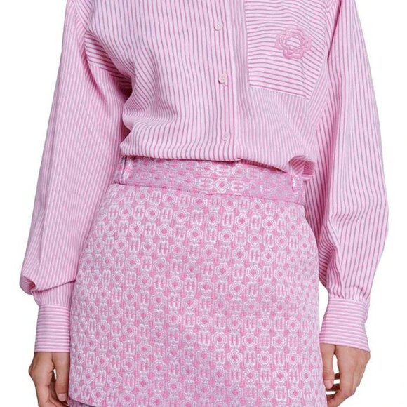 Maje pink jacquard knit skort with a metallic clover pattern - Picture 3 of 7